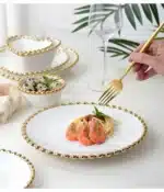 1pcs Ceramic Large Rice Bowl Heart-shaped Tableware Nordic Phnom Penh White Round Salad Plate Steak Dish Dinnerware Dinner
