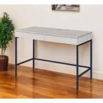 HMS 42" Solid Wood Computer Table Natural Black Writing Desk with Two Drawers Foldable Adjustable for Living Room Metal