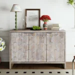 Accent Farmhouse Style 3 Door Wooden Cabinet Sideboard Buffet Server Cabinet Storage Cabinet, for Living Room - Image 2