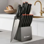 15 Pieces Meat Cutting Knives Set Carbon Steel Kitchen Knife Set with Wooden Block – base detail