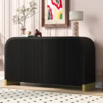 U_STYLE 59.8''Sideboard Buffet Cabinet with Arched Ceiling and 4-door Pine Veneer Storage Cabinet - Image 8