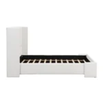 Goldoma modern adjustable queen upholstered bed with tall headboard in white fabric