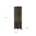 HMS 71 Dark Brown Wood Industrial Luxury Corner Bar Cabinet Mirrored Wine Display Cabinet with Glass for Home Furniture - Image 5