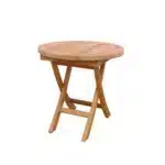 Natural Rounded Solid Wood Folding Outdoor Side Table 20" – top view