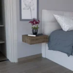 Milano floating nightstand dark brown wall mounted with drawer in bedroom modern style