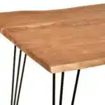 48" Solid Wood and Iron Dining Table with Brown Marble Top – top view