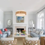 Fabric Rattan Chandelier, Boho Hand Woven Coastal Pendant Light Adjustable Drum Large Pendant Lighting Fixtures for Dining