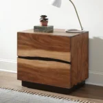 Smokey Walnut 2-drawer nightstand with coffee bean finish in a bedroom