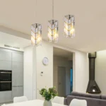 Ship in USA,4" Modern Crystal Pendant Light - 3 Pack, Adjustable Hanging Ceiling Lamp with Crystal Prism Design for Dining