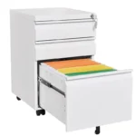Office Storage Filing Cabinet with 3 Drawers File Cabinet with Lock Steel Movable Pedestal Cabinet with Wheels