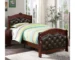 Goldoma Dark Cherry Twin Size Bed with Espresso Faux Leather Headboard