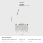 US Stock Free Shipping 16 Inch Round K9 Crystal Chandelier Chrome Stainless Steel Modern LED Pendant Light for Dining Living