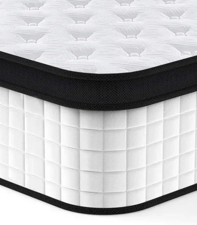 Goldoma 12-inch hybrid mattress with pocket springs and memory foam in medium firmness, breathable knitted fabric cover