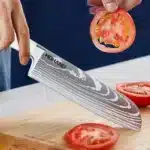 14pcs Stainless Steel Kitchen Knife Set with Sharpener & Wood Handle, Chef, Santoku, Bread, Utility,Steak,Paring &