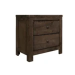 Brown 2-drawer nightstand solid wood rustic design for bedroom storage