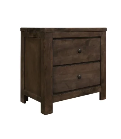 Brown 2-drawer nightstand solid wood rustic design for bedroom storage