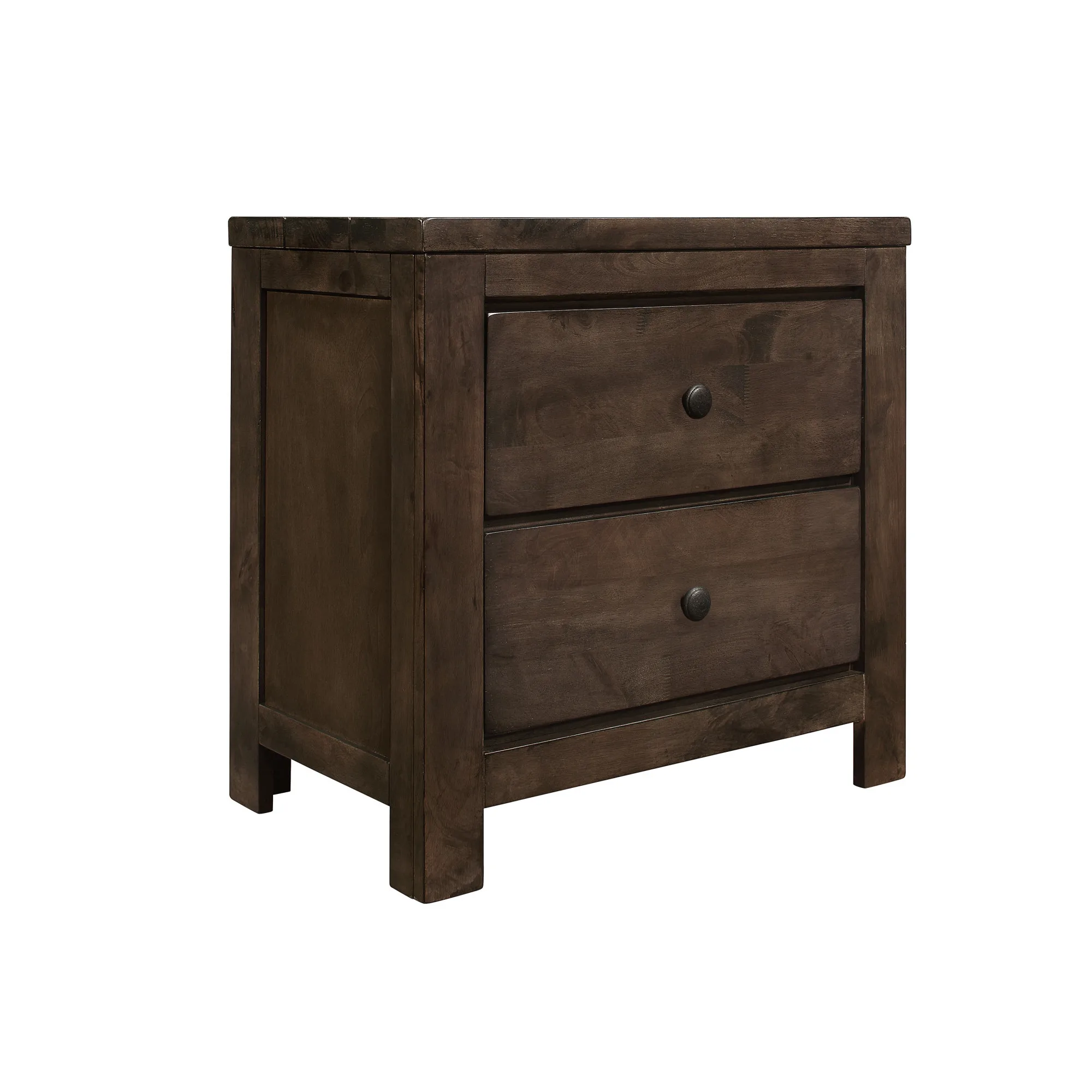 Hbb28e434a72849b59685fa3e50e7f7695.webp Brown 2-drawer nightstand solid wood rustic design for bedroom storage