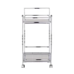 HMS 29 Luxury Silver Metal Mirrored Glass Rolling Bar Cart Dining Living Room Serving Trolley with Wine Storage Iron Material - Image 4