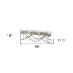 Goldoma 55-inch chenille upholstered entryway bench with gold metal frame