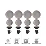 16 Pc Beige Modern Reactive Glaze Stoneware Set Market Popular Kitchen Ceramic Sets Ceramic Coffee Mug Dinnerware Sets