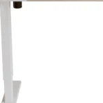 HMS Adjustable White and Natural Wood Rolling Computer Desk with Stainless Steel Modern and Stylish Workspace – close-up