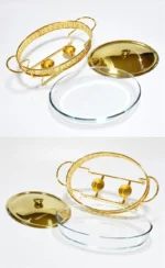 Stainless Steel Glass Serving Dish hot pot small chafing dish Food Warmer Buffet Luxury Golden Oval Hotel Wedding Chafing Dish - Image 27