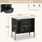 Modern wooden bedside table with two drawers in a bedroom setting - Goldoma nightstand