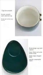 Ceramic Cup Dish Set Nordic Green Water Ware Coffee Cup Rectangular Tray Small Spoon Gift Box Home Bar Decoration Tea Cup