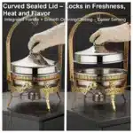 7L/7.4Qt Stainless Steel Buffet Warmer, 42cm/16.5in, 3-Color Carved Chafing Dish with Heating Stove – styled in a modern