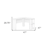 HMS 47" Foldable White Wood Corner Computer Desk Portable Laptop Table for Home Office & Living Room for Hotels – top