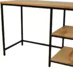 HMS 42" Solid Wood and Metal Computer Desk in Natural and Black Premium Computer Desks – styled in a modern Writing Desks