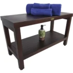 HMS Rectangular Teak Bathroom Shelf Shower Stool or Bench with Brown Finish for Your Modern Bathroom – base detail