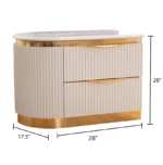 Goldoma modern white nightstand with drawers, two-tone design with adjustable shelf and sleek handles