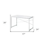 HMS 47" White and Silver Computer Desk with Comfortable Writing Surface – top view