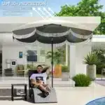 8.8FT Patio Umbrella Black – side view