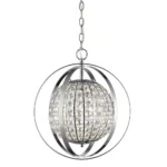Olivia 1-Light Polished Nickel Crystal Globe Pendant by HMS Elegant Chandelier or Pendant Light – close-up detail