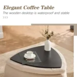 Goldoma 2-piece faux fur storage ottoman set with black metal legs used as a coffee table in a modern living room