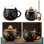 300ml Creative Cute Black Cat Cup Ceramic Coffee Mug with Handle Halloween Magic Hat Tea Milk Cup Family Couples Friend Kid