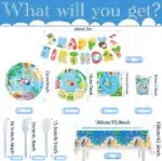 161pcs Blue Disposable Modern Dinnerware Set for Christmas Easter Valentine's Day Back School for Kids Birthday Parties Pool