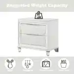 Tarian Pearl White Nightstand with Two Drawers – top view