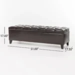 Goldoma dark brown faux leather tufted convertible storage ottoman with hidden storage compartment