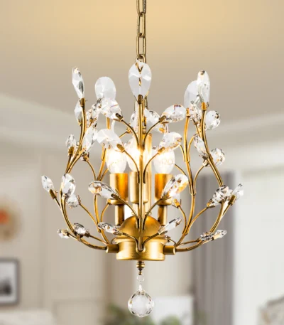 3-Light Crystal Chandeliers,Ceiling Lights,Crystal Pendant Lighting for Living Room Dining Room Bedroom Restaurant