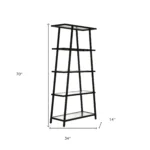 HMS 70 Five Tier Etagere Bookcase in Black Metal and Glass Durable and Stylish Bookshelf – styled in a modern Office Storage