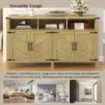 59'' Modern 4-Door Sideboard Buffet Power Outlets USB Ports Adjustable Shelves Half-Open Storage Cabinet Durable Home