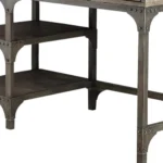 HMS 47" Solid Wood Traditional Antique Writing Desk with Three Drawers in Natural and Gray for Office Building or Bedroom
