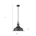 Hanging light with dome shade and rattan trim, installed in a hotel lobby with high ceiling and ambient lighting.