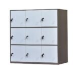 9-door metal locker with key lock in narrow edge steel cabinet for garage or bedroom
