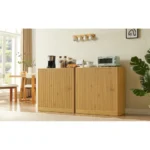 31.5-inch Modern Wavy Sideboard Curved  Design Storage Cabinet 2-door Cabinet with Storage Function Suitable - Image 4