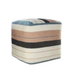 White striped polyester pouf ottoman - Goldoma 20 inch indoor outdoor cube footrest