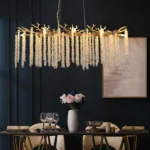 US Stock Free Shipping 40'' Golden Luxury Waterfall Modern Crystal Chandeliers Pendant Light Fixture for Kitchen Island